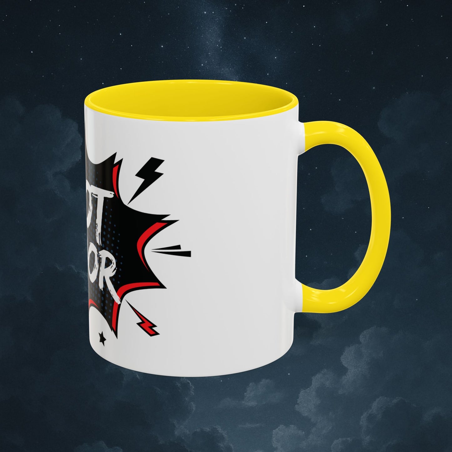 Plot Armor Comic Mug – Funny Pop Art Coffee Cup for Everyday Heroes & Creatives | 11oz Ceramic Mug with Color | Motivational Gift Idea