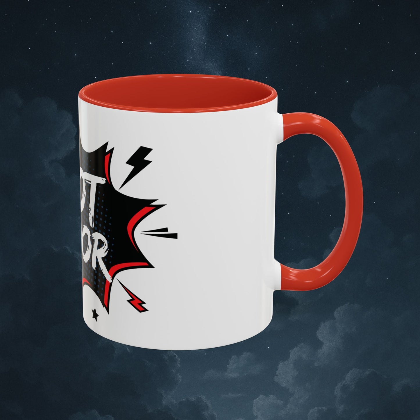 Plot Armor Comic Mug – Funny Pop Art Coffee Cup for Everyday Heroes & Creatives | 11oz Ceramic Mug with Color | Motivational Gift Idea