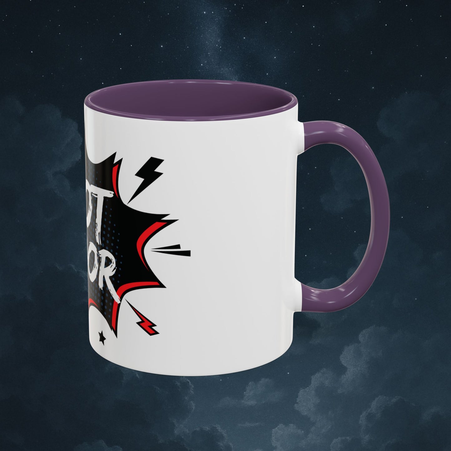Plot Armor Comic Mug – Funny Pop Art Coffee Cup for Everyday Heroes & Creatives | 11oz Ceramic Mug with Color | Motivational Gift Idea