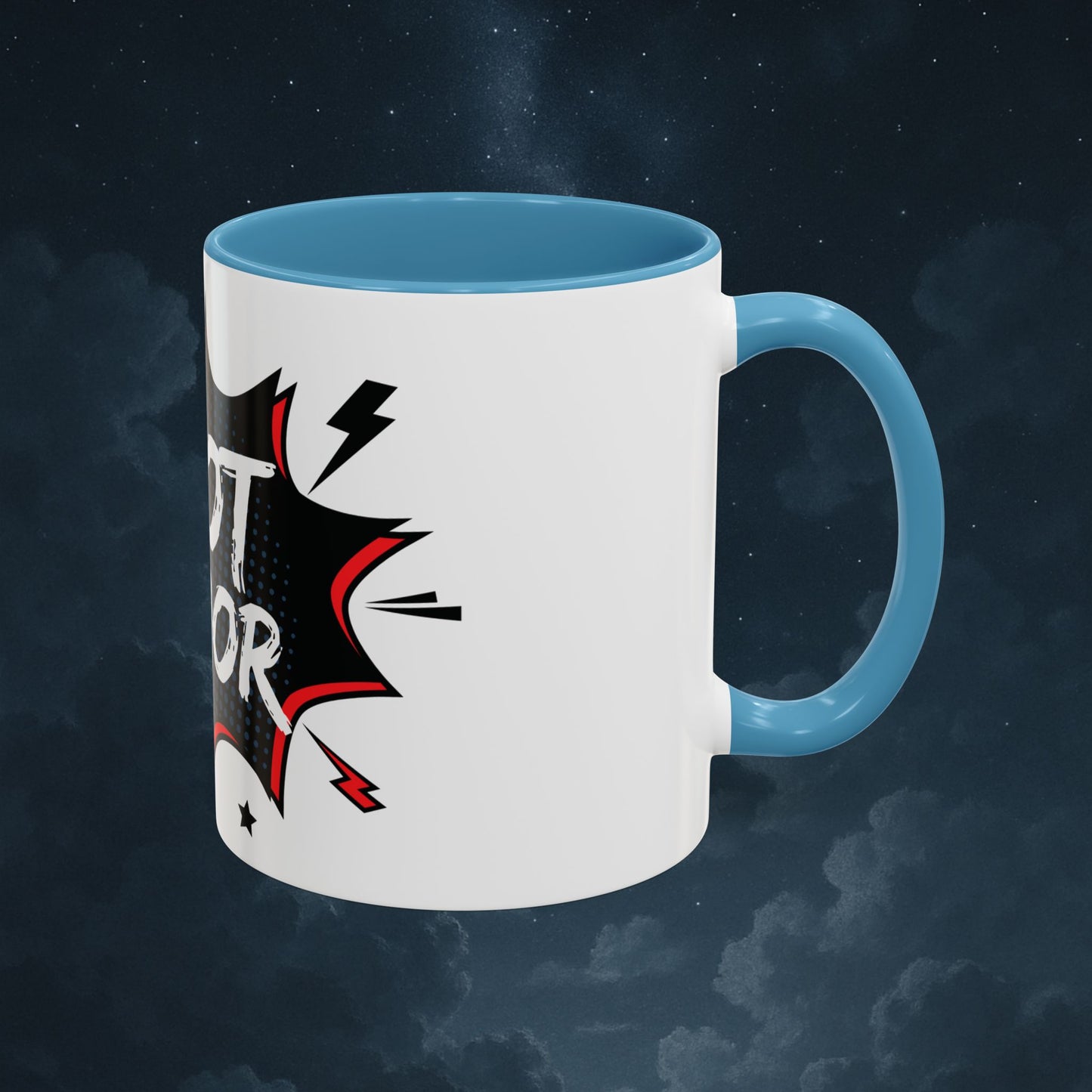 Plot Armor Comic Mug – Funny Pop Art Coffee Cup for Everyday Heroes & Creatives | 11oz Ceramic Mug with Color | Motivational Gift Idea