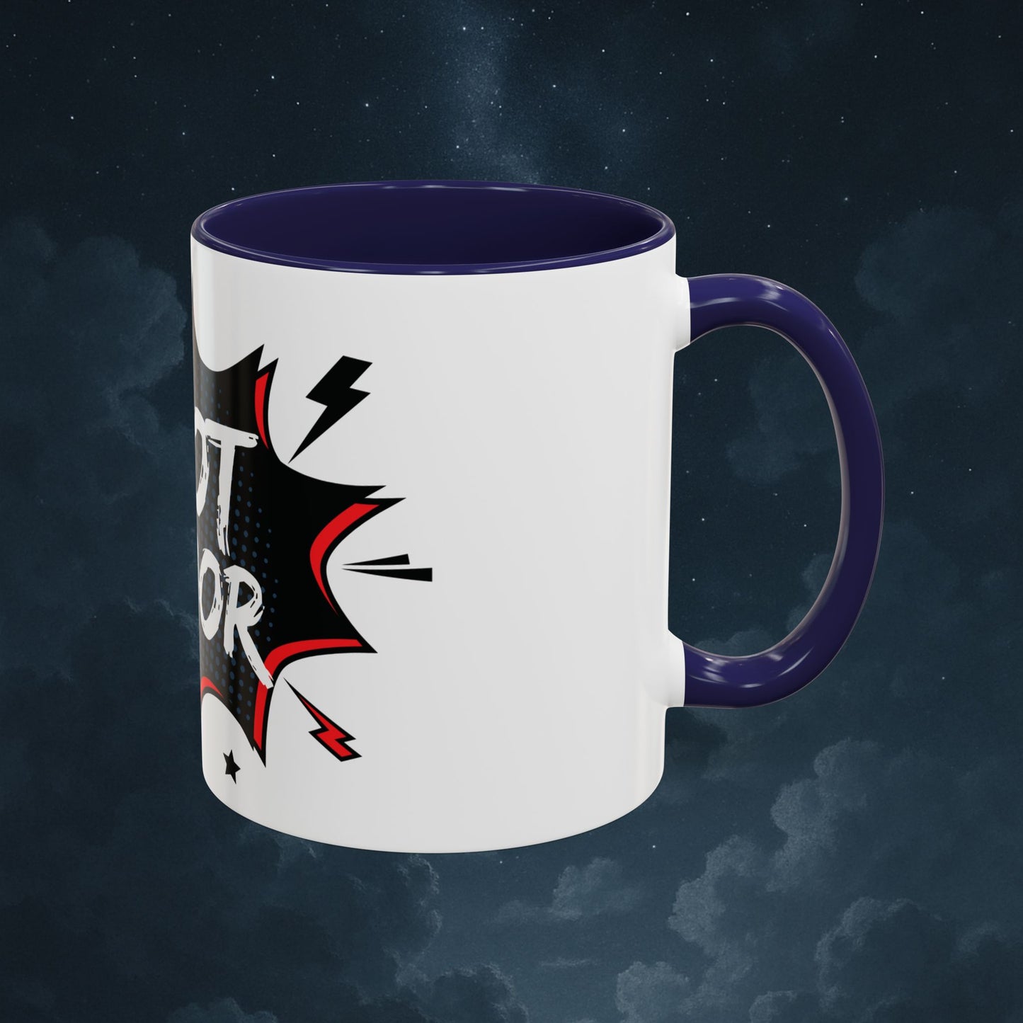 Plot Armor Comic Mug – Funny Pop Art Coffee Cup for Everyday Heroes & Creatives | 11oz Ceramic Mug with Color | Motivational Gift Idea