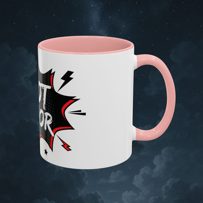 Plot Armor Comic Mug – Funny Pop Art Coffee Cup for Everyday Heroes & Creatives | 11oz Ceramic Mug with Color | Motivational Gift Idea