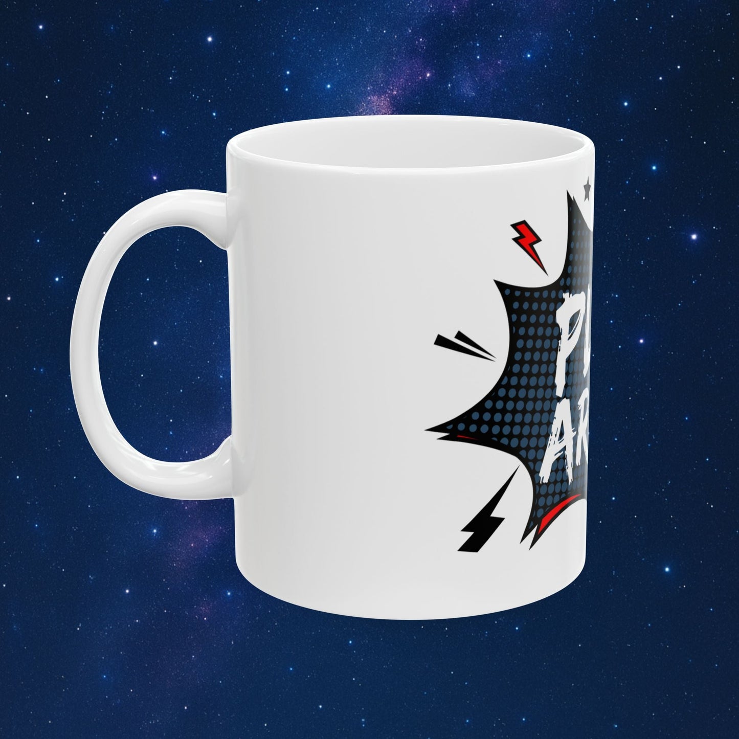 All White Ceramic Mug – Funny “PLOT ARMOR” Mug for Everyday Heroes & Go - Getters | 11oz Ceramic Coffee Cup | Pop Art Motivation Design | Mug by VarietySpire – VarietySpire