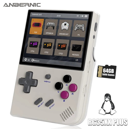 ANBERNIC RG35XX Plus Retro Handheld Game Console – 3.5” IPS Screen, 64GB Built - in Storage, 5000+ Classic Games (WiFi & Bluetooth) | Handheld Game Console by VarietySpire – VarietySpire