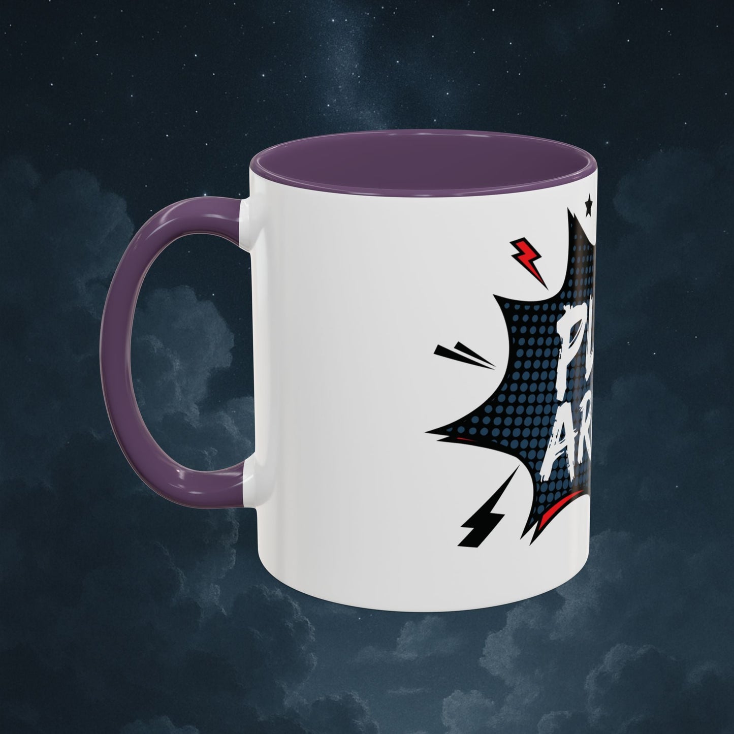 Plot Armor Comic Mug – Funny Pop Art Coffee Cup for Everyday Heroes & Creatives | 11oz Ceramic Mug with Color | Motivational Gift Idea | Mug by VarietySpire – VarietySpire