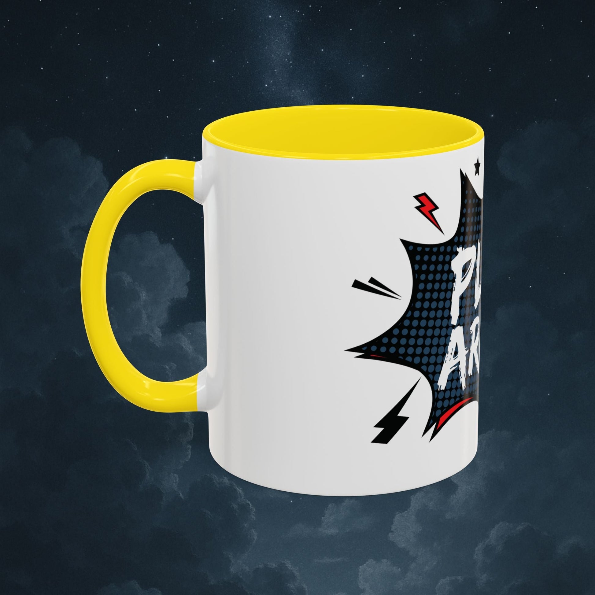 Plot Armor Comic Mug – Funny Pop Art Coffee Cup for Everyday Heroes & Creatives | 11oz Ceramic Mug with Color | Motivational Gift Idea | Mug by VarietySpire – VarietySpire