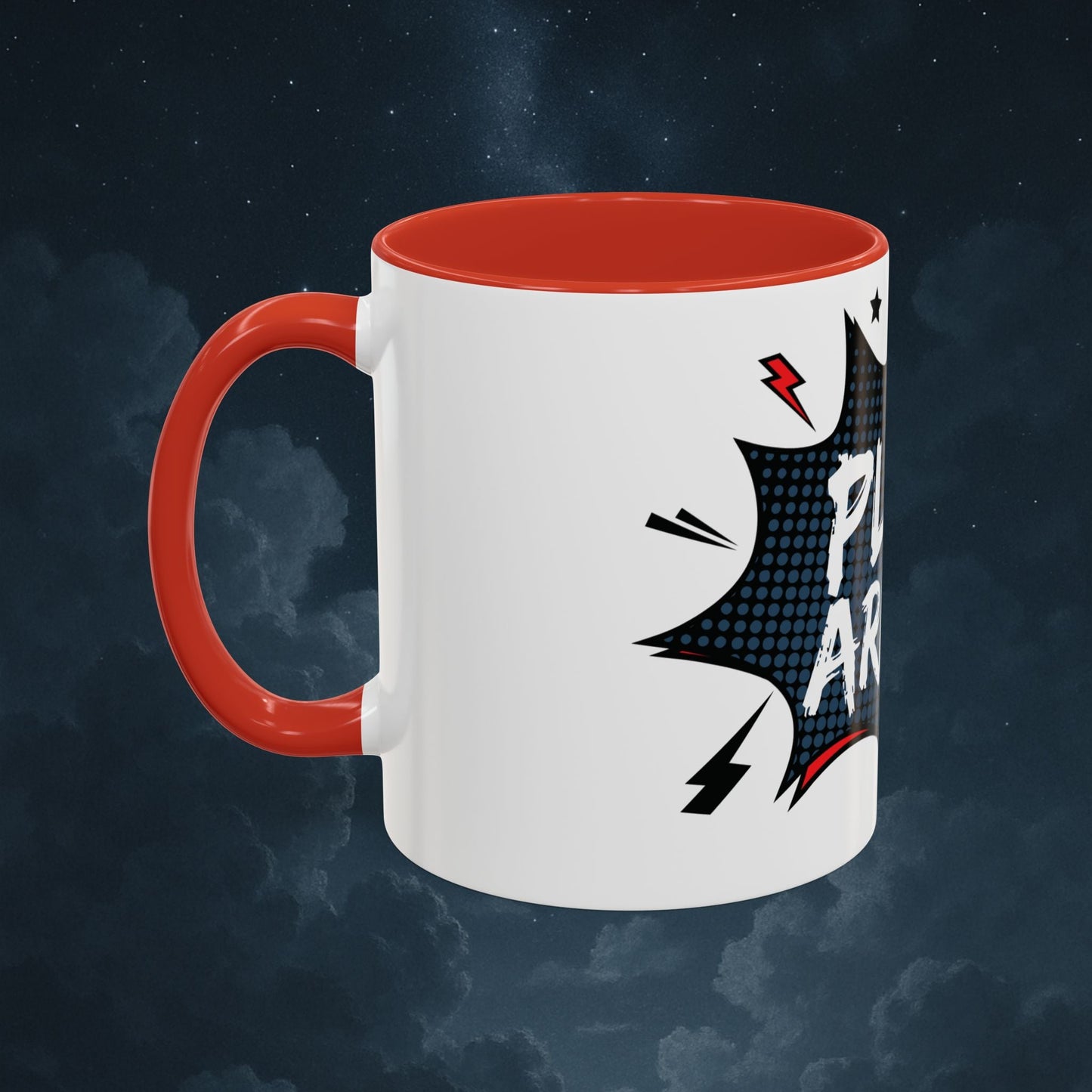 Plot Armor Comic Mug – Funny Pop Art Coffee Cup for Everyday Heroes & Creatives | 11oz Ceramic Mug with Color | Motivational Gift Idea | Mug by VarietySpire – VarietySpire