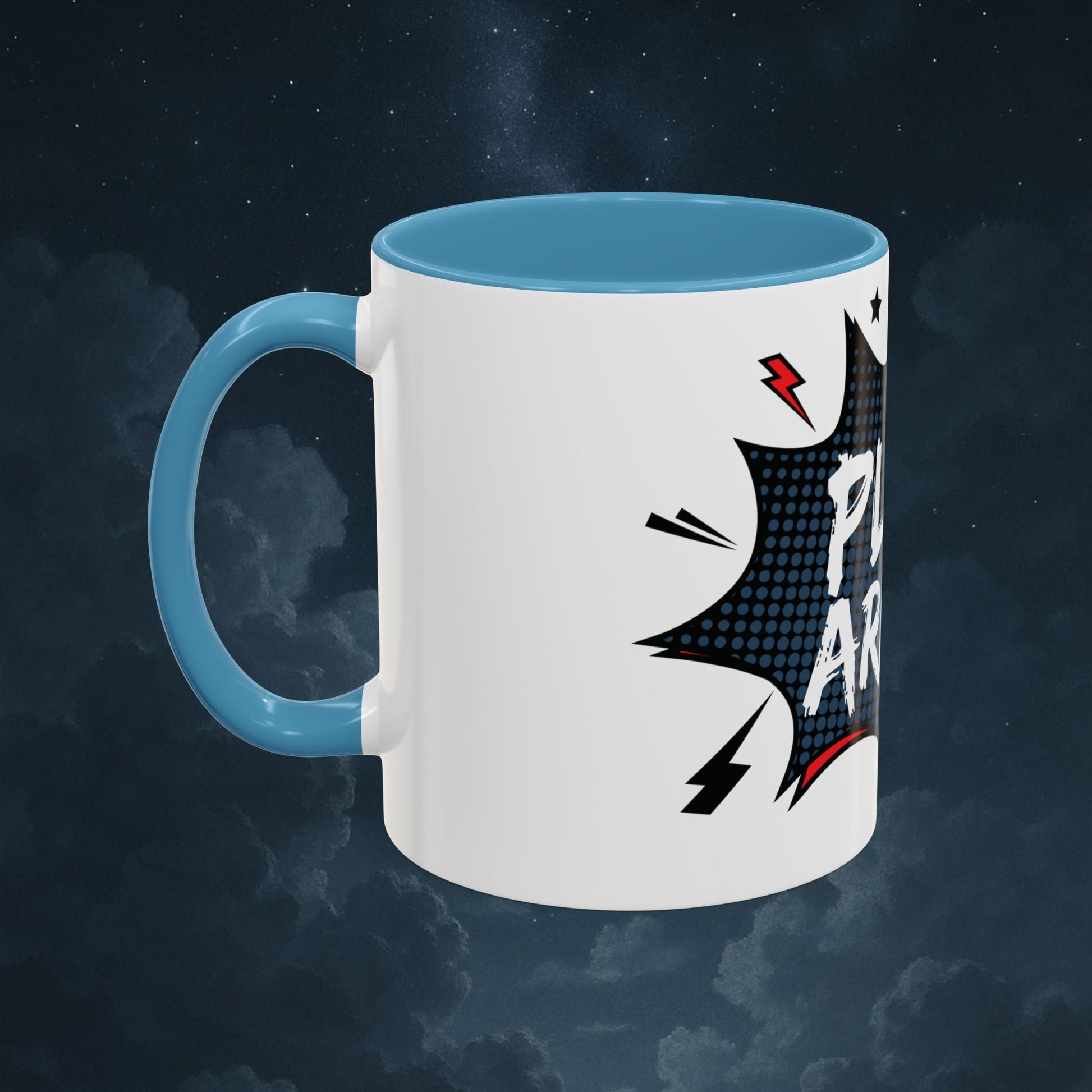 Plot Armor Comic Mug – Funny Pop Art Coffee Cup for Everyday Heroes & Creatives | 11oz Ceramic Mug with Color | Motivational Gift Idea | Mug by VarietySpire – VarietySpire